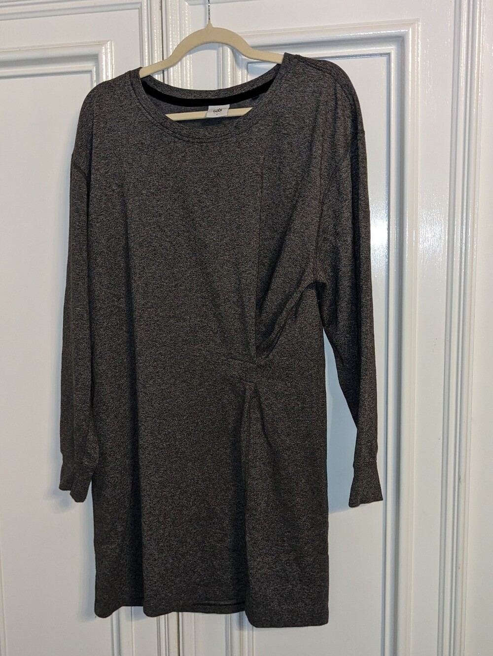 Cabi Heather Gray Side Knot Sweater Dress Large Soft Casual Knit Dress